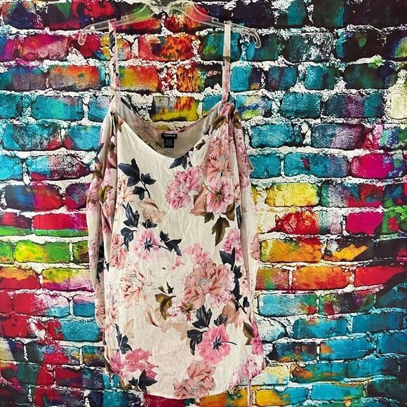 Torrid 4X Floral Chiffon Cold Shoulder Tie Blouse Shirt Top Plus Size - Picture 1 of 6